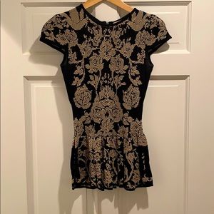 Ronny Kobo zip back knit peplum top